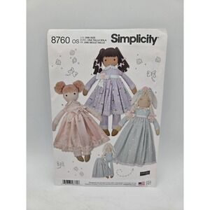 New Simplicity Pattern 8760 25" Stuffed Dolls With Clothes Elaine Heigl Designs